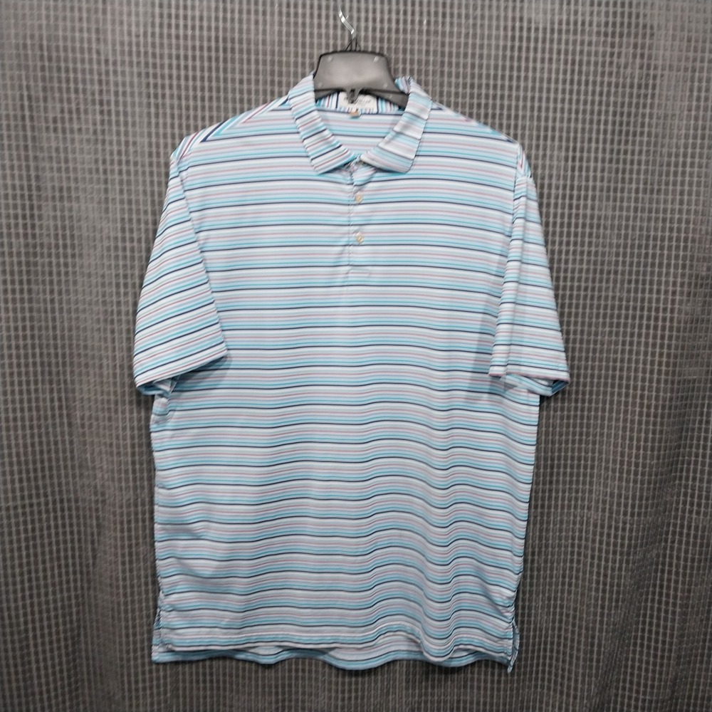 Peter Millar Polo Shirt Mens Summer Comfort Striped XL Blue Purple